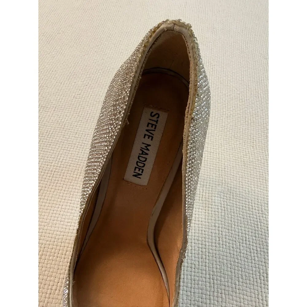 Steve Madden “Daisie” Rhinestone Stiletto Pumps Silver Size 8 Heels Sparkly - Picture 10 of 11
